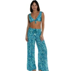 Sunshine 79 NWOT $237 Women's Bohemia Blue Paisley Vacation Beach Pant Small